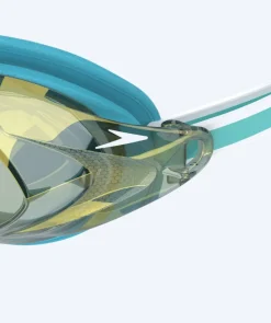 Best Speedo Elite svømmebriller til damer - Vanquisher 3.0 Mirrored - Turkis/guld