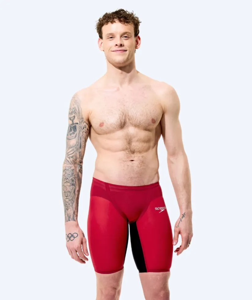 Hot Speedo konkurrence badebukser til mænd - LZR Pure Valor 2.0 - Mørkerød/sort