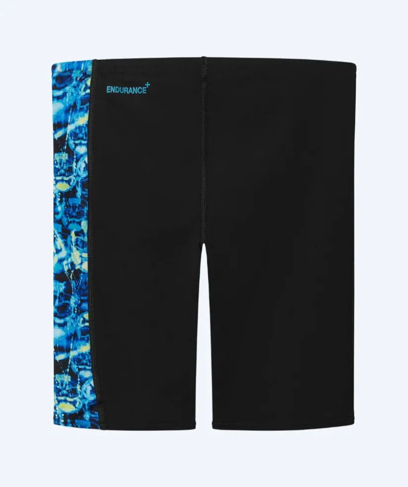 Hot Speedo lange badebukser til drenge - Print Panel - Sort/blå