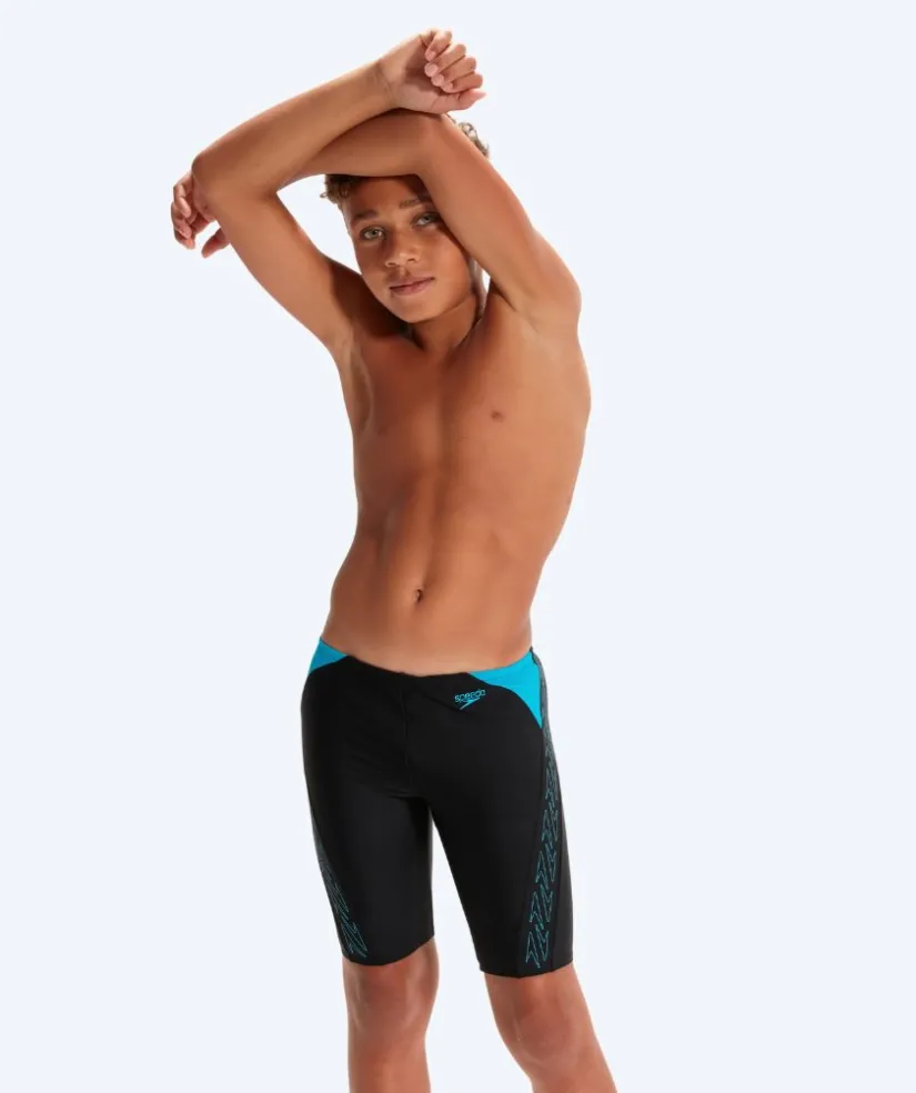 Speedo lange badebukser til drenge - Hyperboom Splice - Sort/blå