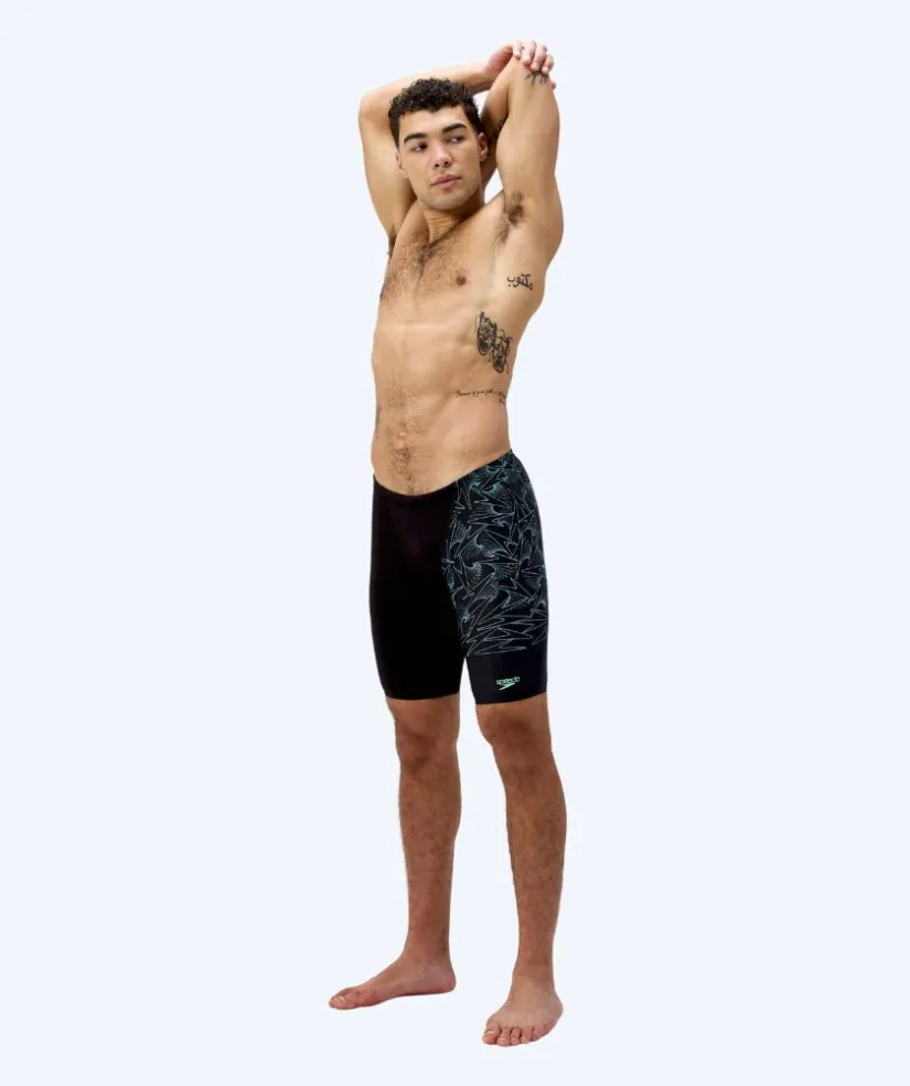 Sale Speedo lange badebukser til mænd - Hyperboom V-Cut - Sort/grøn