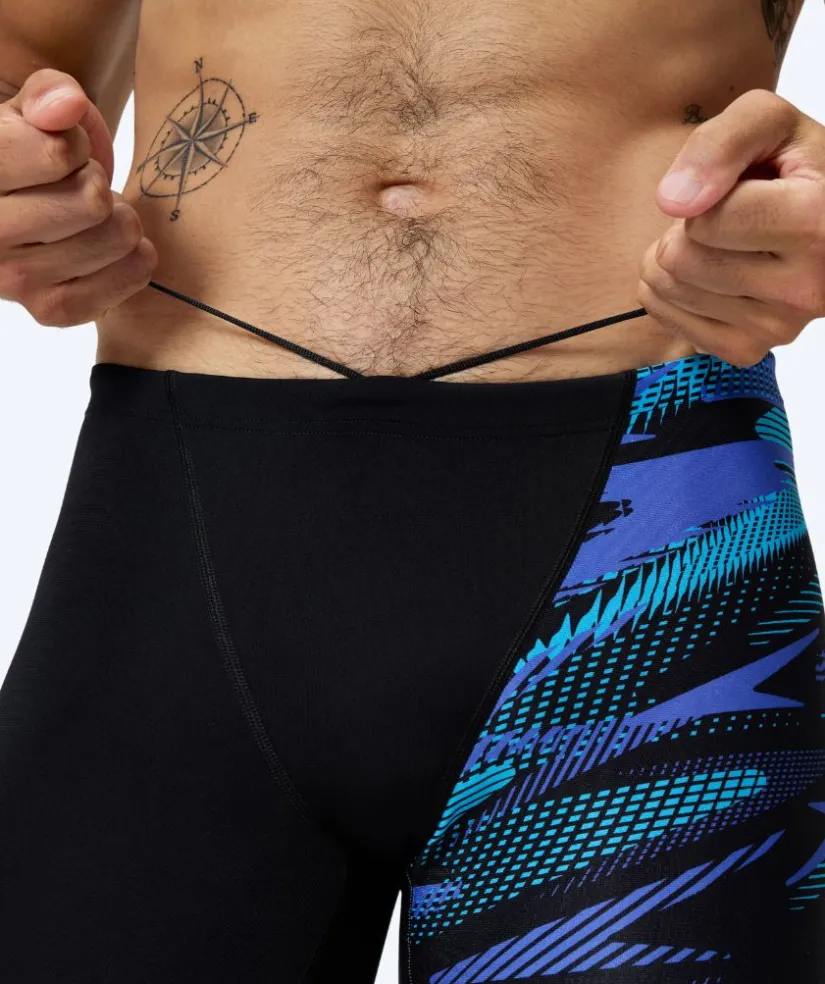 Best Speedo lange badebukser til mænd - Hyperboom V-Cut - Sort/blå