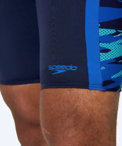 Outlet Speedo lange badebukser til mænd - Hyperboom Splice - Mørkeblå/lyseblå