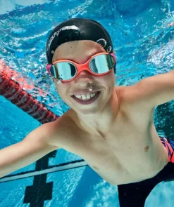 Discount Speedo svømmebriller til børn (6-14) - Biofuse 2.0 Mirror - Orange/mørkeblå