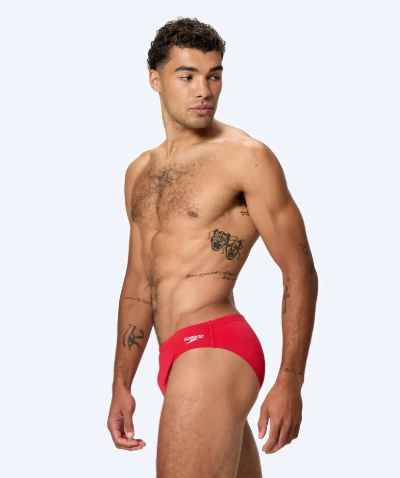 Hot Speedo trekantede badebukser til mænd - Endurance Logo - Rød
