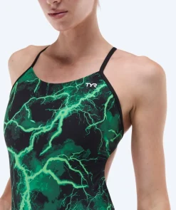 Hot TYR badedragt til damer - Durafast Elite Cutoutfit Arterix - Grøn/sort