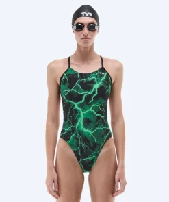 Hot TYR badedragt til damer - Durafast Elite Cutoutfit Arterix - Grøn/sort