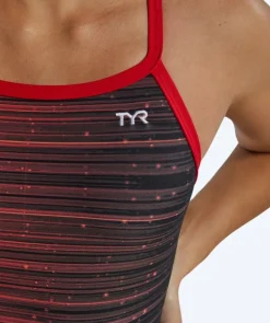 Discount TYR badedragt til damer - Durafast Elite Speedwarp Diamondfit - Rød/sort