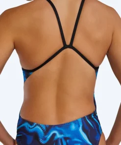 Online TYR badedragt til damer - Waveform Cutoutfit - Blå/sort