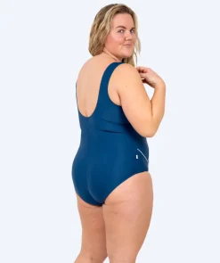 Watery badedragt i plus size til damer - Tamaya U-Back - Mørkeblå/hvid
