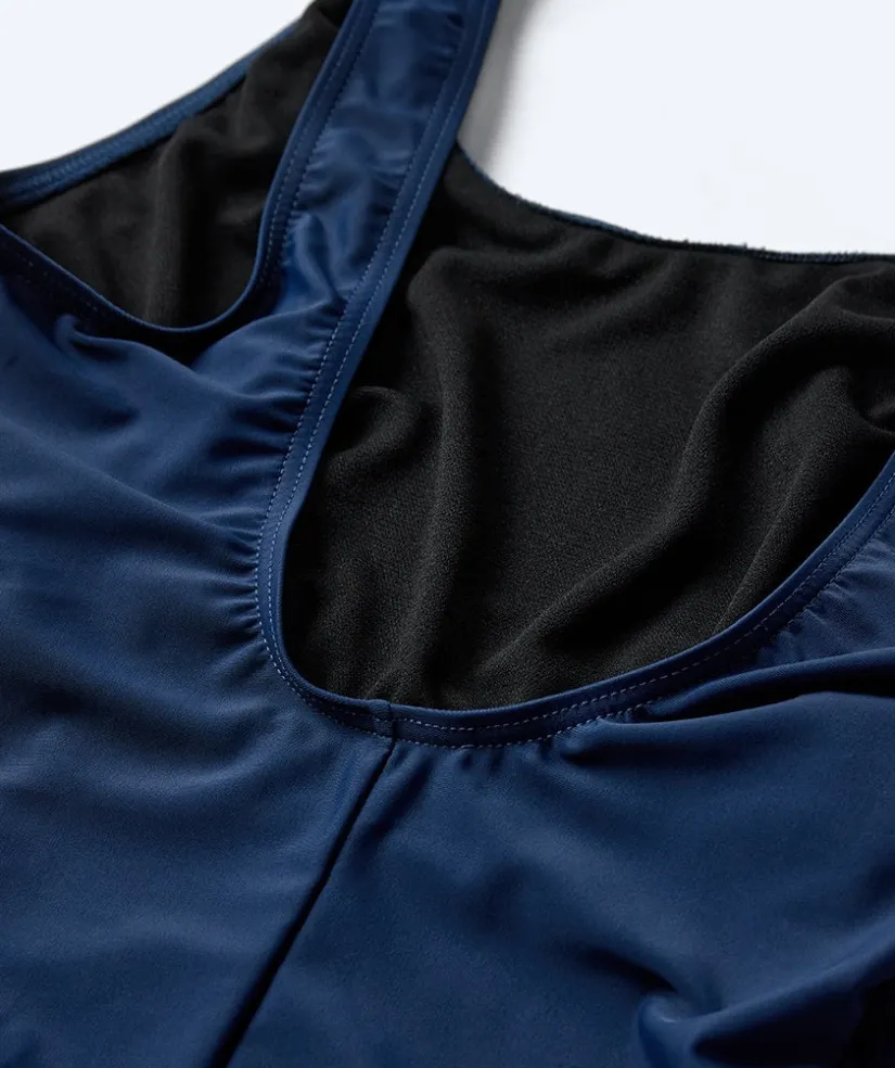 Watery badedragt i plus size til damer - Tamaya U-Back - Mørkeblå/hvid