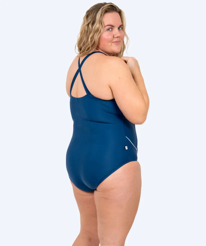 Best Watery badedragt i plus size til damer - Kaito - Mørkeblå/hvid