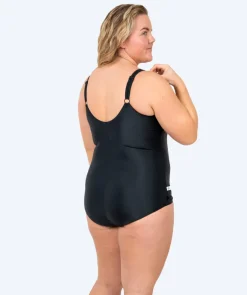 Watery badedragt plus size til damer m. blomster - Vale - Sort/blå