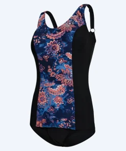 Watery badedragt plus size til damer m. blomster - Vale - Sort/lilla