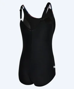 Watery badedragt plus size til damer m. blomster - Vale - Sort/lilla