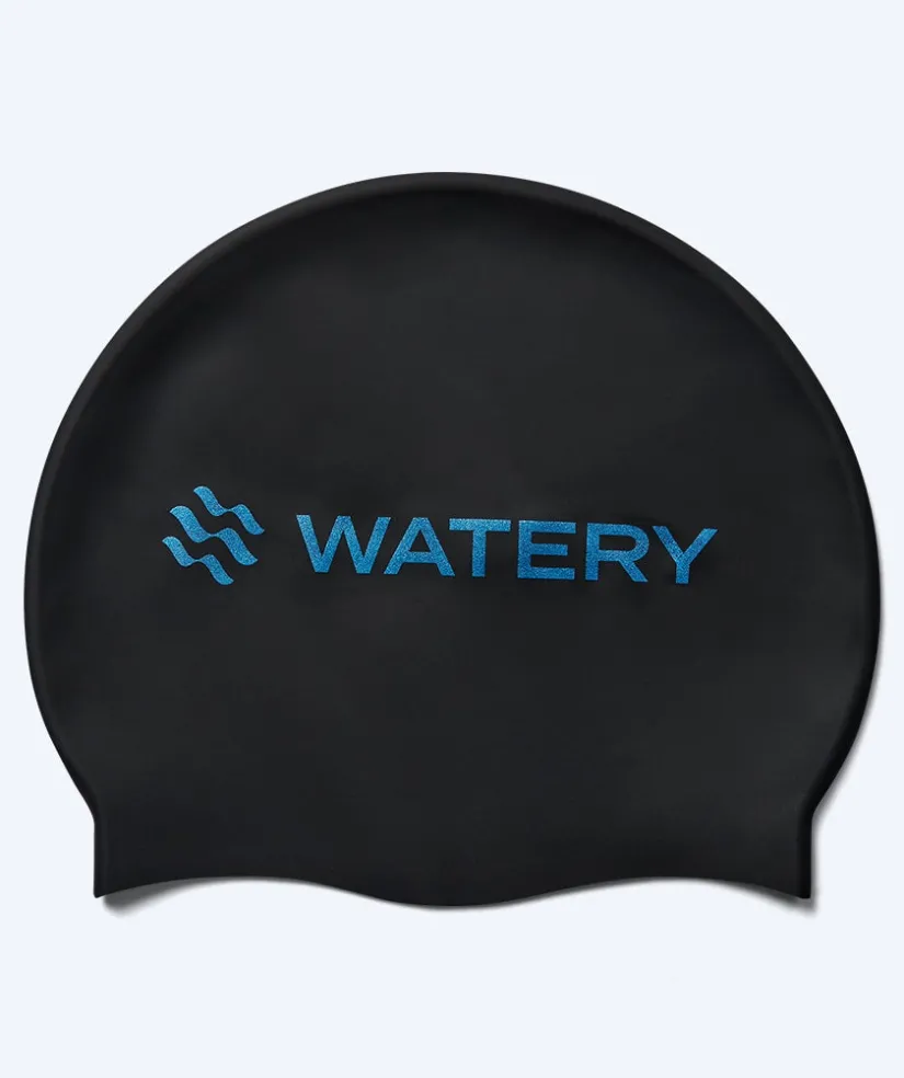 New Watery badehætte - Signature Metallic - Sort/blå
