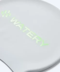 Online Watery badehætte - Signature Metallic - Hvid/grøn