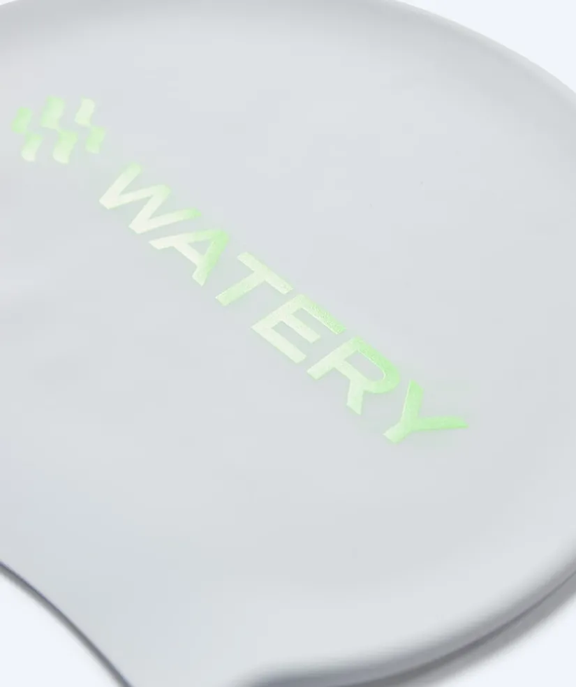 Online Watery badehætte - Signature Metallic - Hvid/grøn