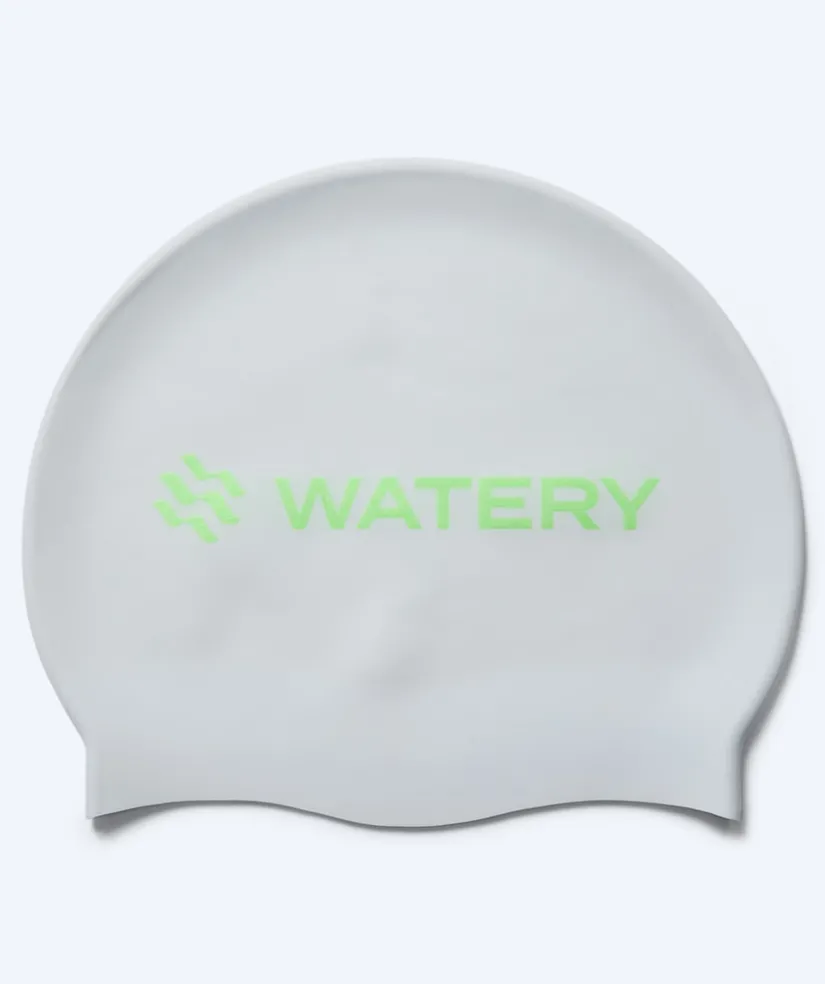 Online Watery badehætte - Signature Metallic - Hvid/grøn