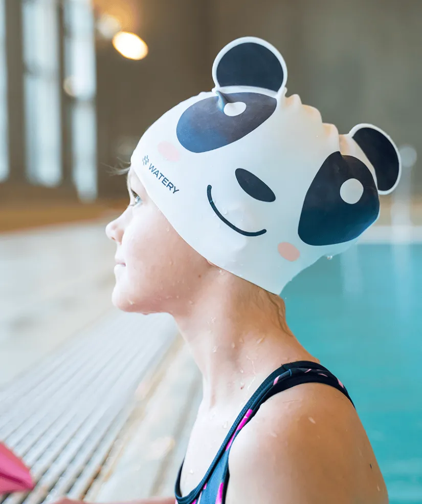 Best Watery badehætte til børn - Dashers - Panda Bear (Hvid/sort)
