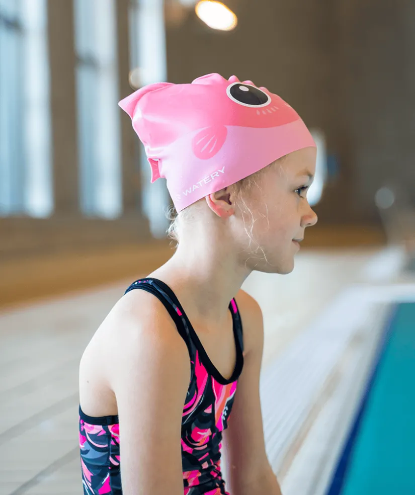 New Watery badehætte til børn - Fishi - Pink Fish