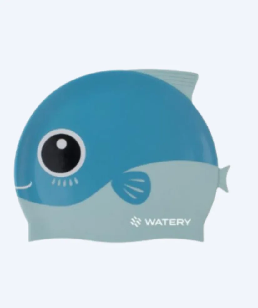 Online Watery badehætte til børn - Fishi - Blue Fish