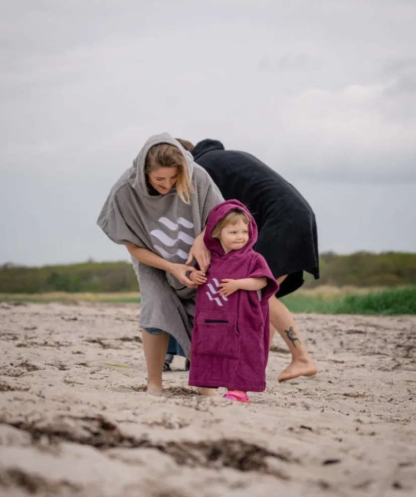 Watery badeponcho til børn (1-6) - Bomuld - Grå