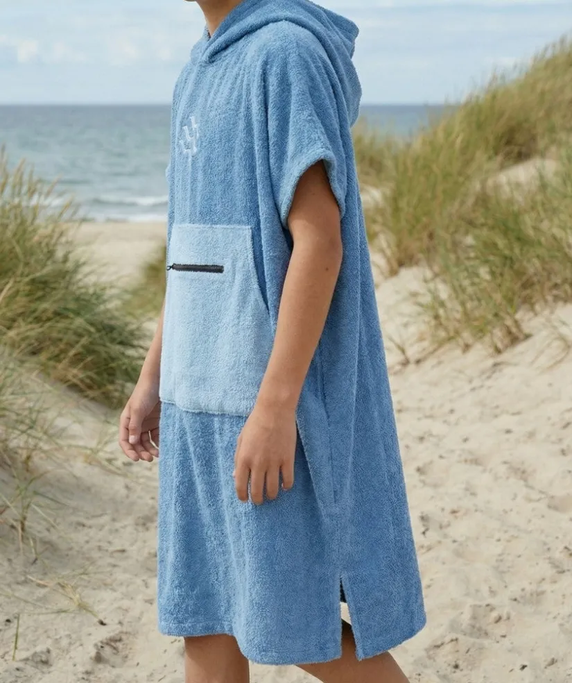 Online Watery badeponcho til junior (6-15) - Bomuld - Atlantic Blue