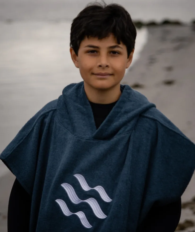 Watery badeponcho til junior (6-15) - Bomuld - Mørkeblå