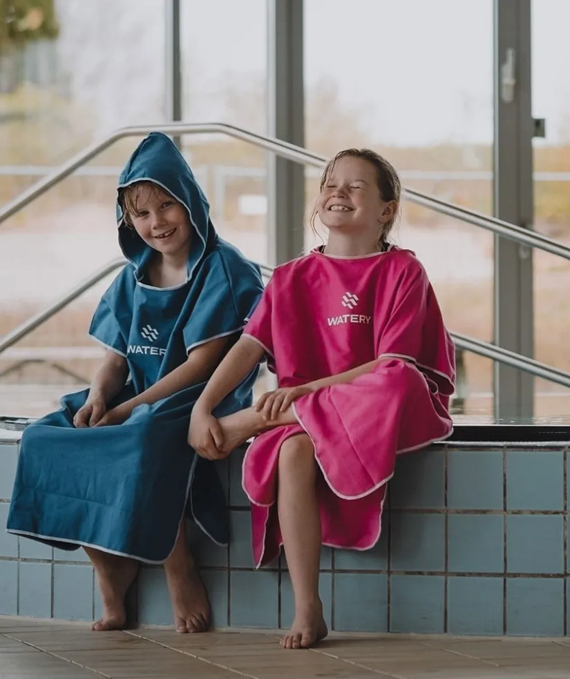 Online Watery badeponcho til junior (6-15) - Microfiber - Royal Blue