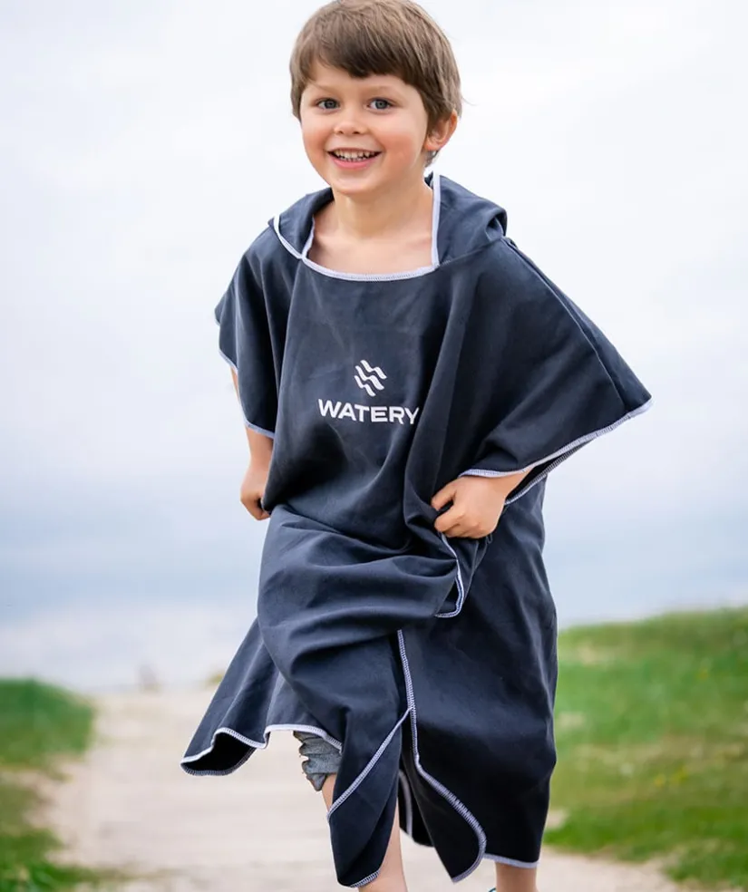 New Watery badeponcho til junior (6-15) - Microfiber - Sort