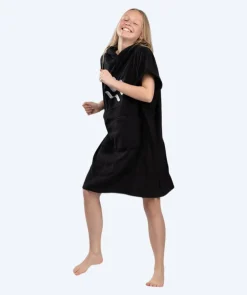 Outlet Watery badeponcho til junior (6-15) - Bomuld - Sort
