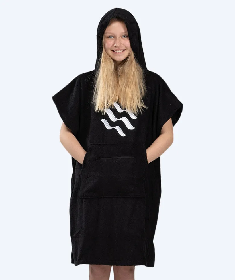Outlet Watery badeponcho til junior (6-15) - Bomuld - Sort
