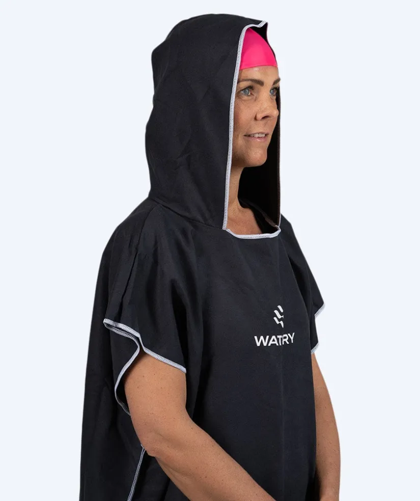 Best Watery badeponcho til voksne - Microfiber - Sort