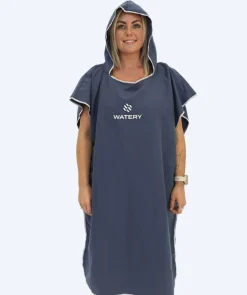 Watery badeponcho til voksne - Microfiber - Mørkeblå