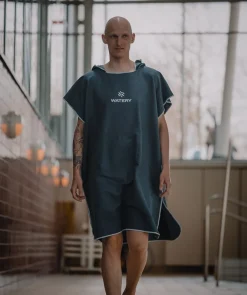 Watery badeponcho til voksne - Microfiber - Mørkeblå