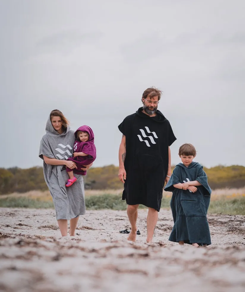 Outlet Watery badeponcho til voksne - Bomuld - Mørkeblå