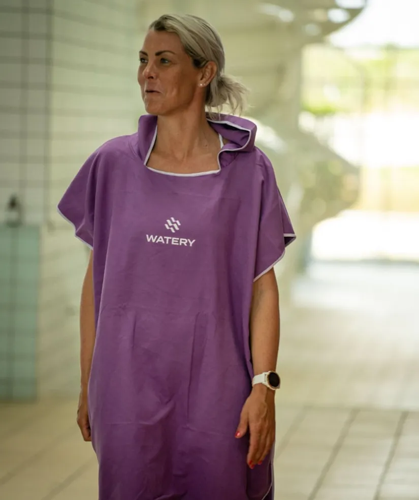 Hot Watery badeponcho til voksne - Microfiber - Lilla