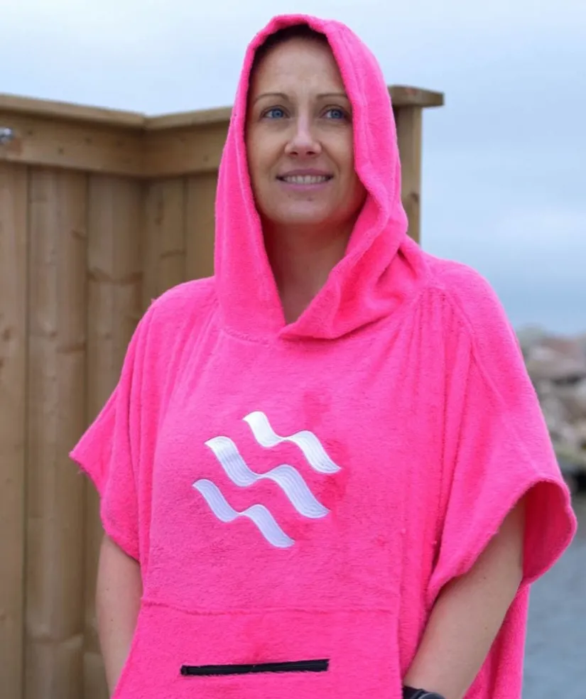 New Watery badeponcho til voksne - Bomuld - Pink