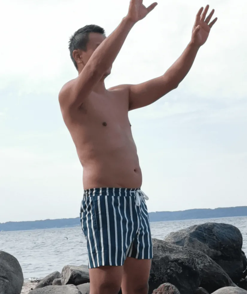 Best Watery badeshorts til mænd - Clifford Eco - Mørkeblå/hvid