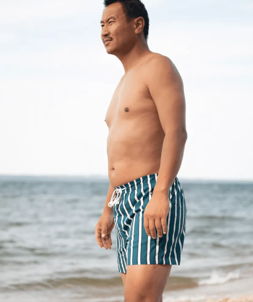 Hot Watery badeshorts til mænd - Kelvin Eco - Grøn/hvid