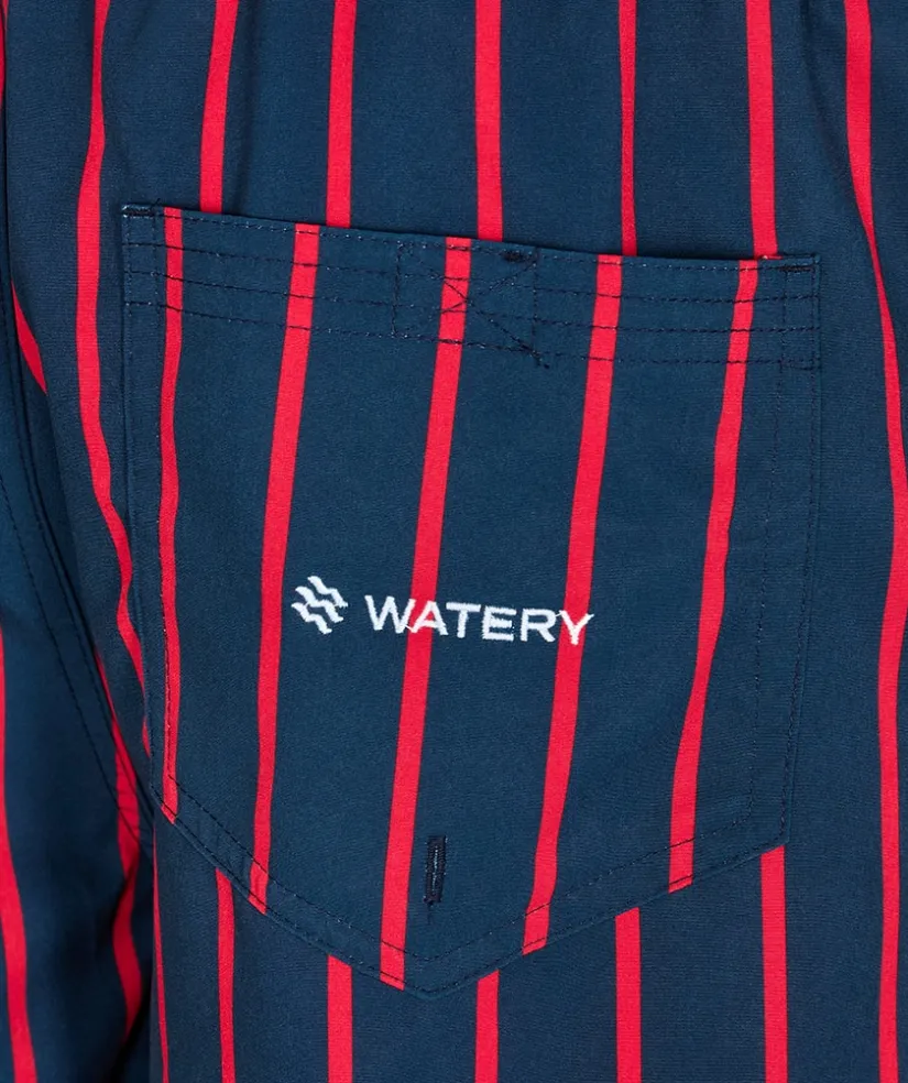 Hot Watery badeshorts til mænd - Marilla Eco - Mørkeblå/rød