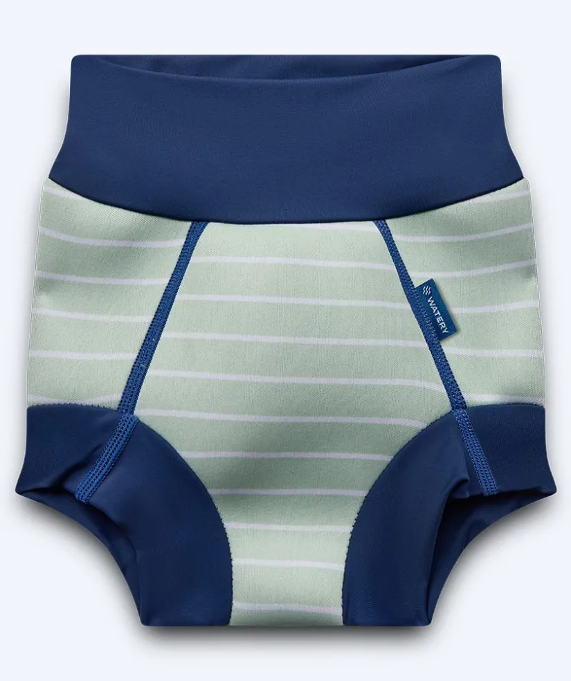 Discount Watery blebadebukser til børn - Neoprene Swim Nappy - Nordic Green Stripes