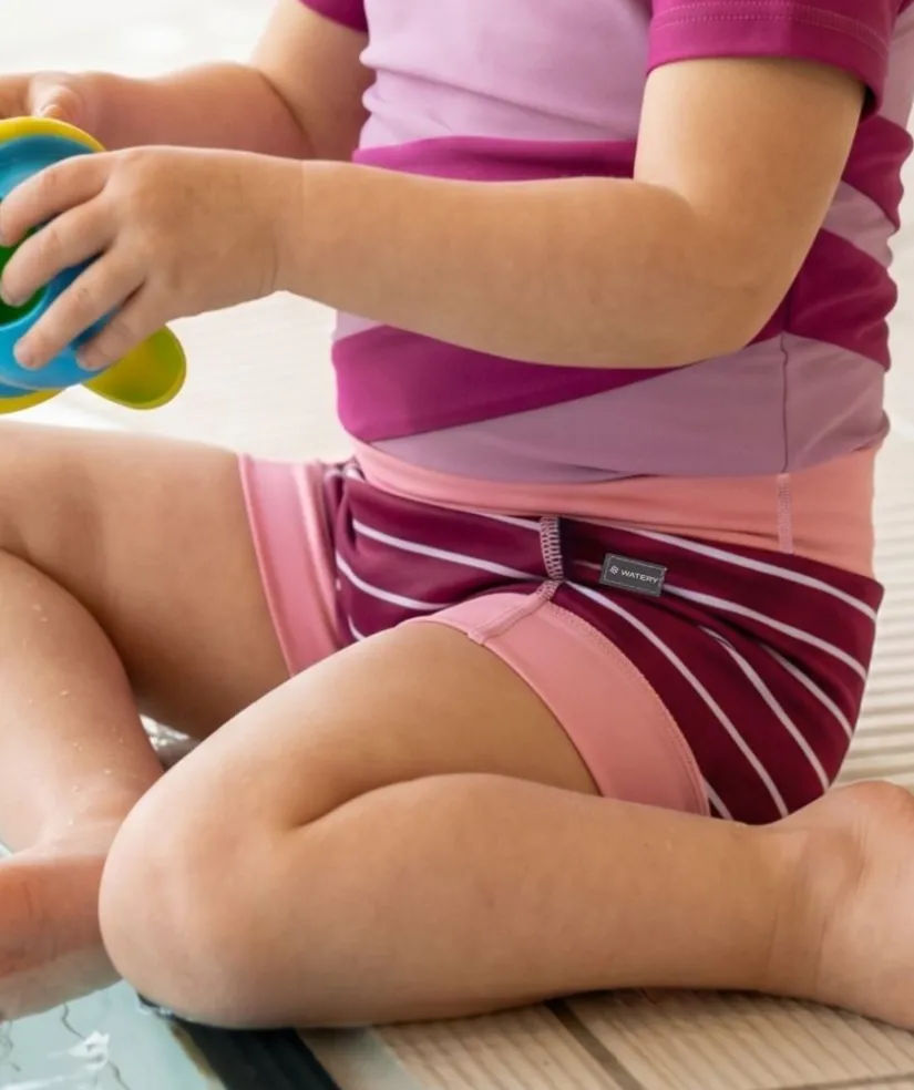 Discount Watery blebadebukser til børn - Neoprene Swim Nappy - Nordic Pink Stripes