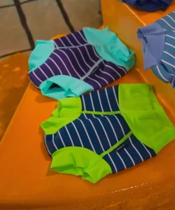 Online Watery blebadebukser til børn - Neoprene Swim Nappy - Green Stripes