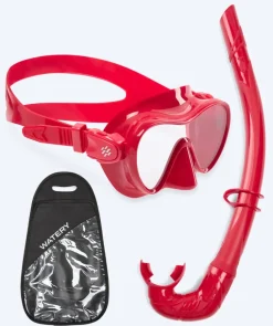 Clearance Watery Combo snorkelsæt til børn - Cliff - Mørkerød