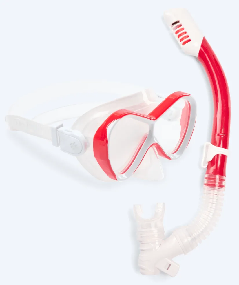 Online Watery Combo snorkelsæt til børn - Triton Full-dry - Rød