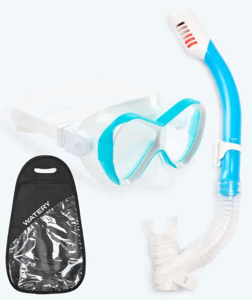 Best Watery Combo snorkelsæt til børn - Triton Full-dry - Lyseblå