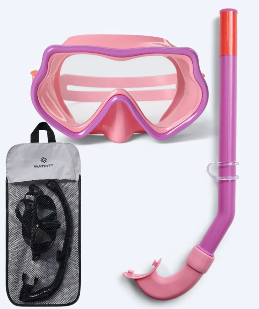 Hot Watery Combo snorkelsæt til børn (4-10) - Pulina - Lyserød/lilla