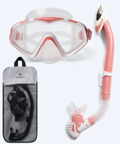 Outlet Watery Combo snorkelsæt til voksne (fra 15 år) - Leach Pro - Hvid/lyserød